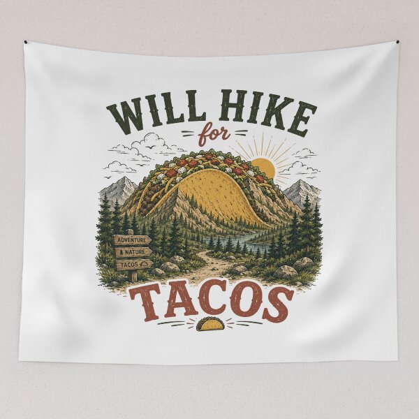 Item preview, Will Hike for Tacos designed and sold by Side Quest Co..