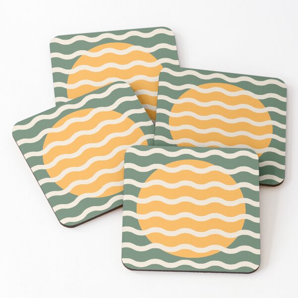 Item preview, Modern Minimalist Sunset Over Waves - Sage and Mustard Abstract Green Harmony designed and sold by nineFlorals.