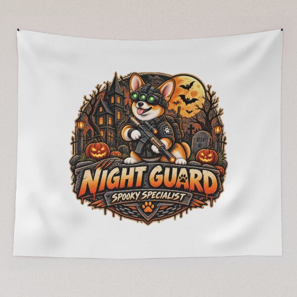 Item preview, Night Guard Spooky Specialist Corgi Halloween Tactical Dog Shirt designed and sold by KnrNazimTHRE4DS.