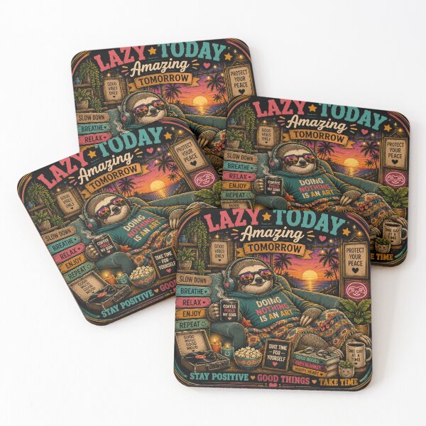 Item preview, Lazy Today Amazing Tomorrow – Cozy Sloth Good Vibes designed and sold by Molli98.