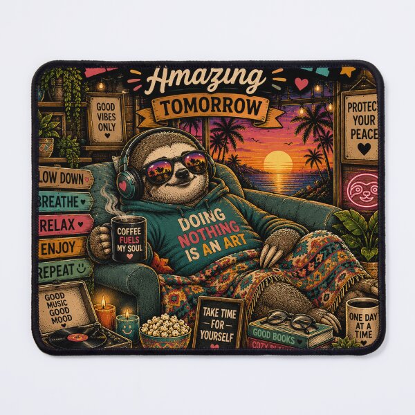 Item preview, Lazy Today Amazing Tomorrow – Cozy Sloth Good Vibes designed and sold by Molli98.