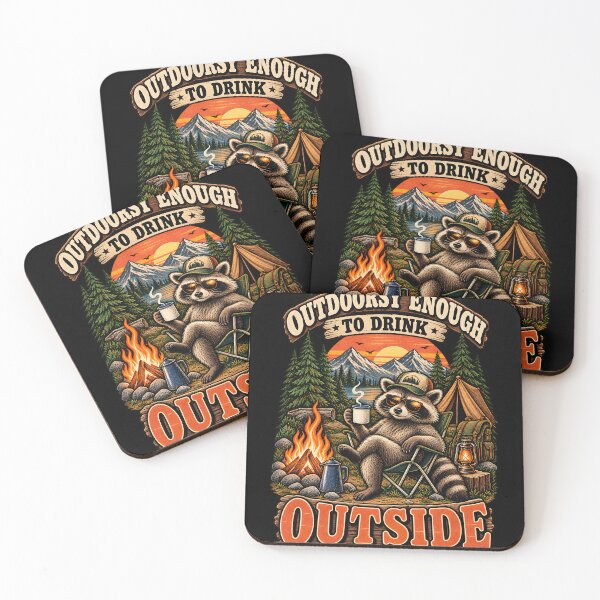 Item preview, Outdoorsy Enough to Drink Outside – Funny Raccoon Camping Humor designed and sold by Ajdaprint.