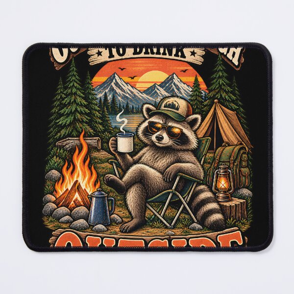 Item preview, Outdoorsy Enough to Drink Outside – Funny Raccoon Camping Humor designed and sold by Ajdaprint.