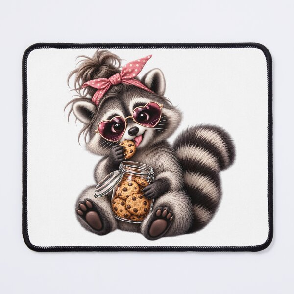 Item preview, Cute Raccoon Eating Chocolate Chip Cookies designed and sold by TinyWeird.