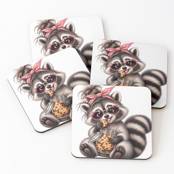 Item preview, Cute Raccoon Eating Chocolate Chip Cookies designed and sold by TinyWeird.