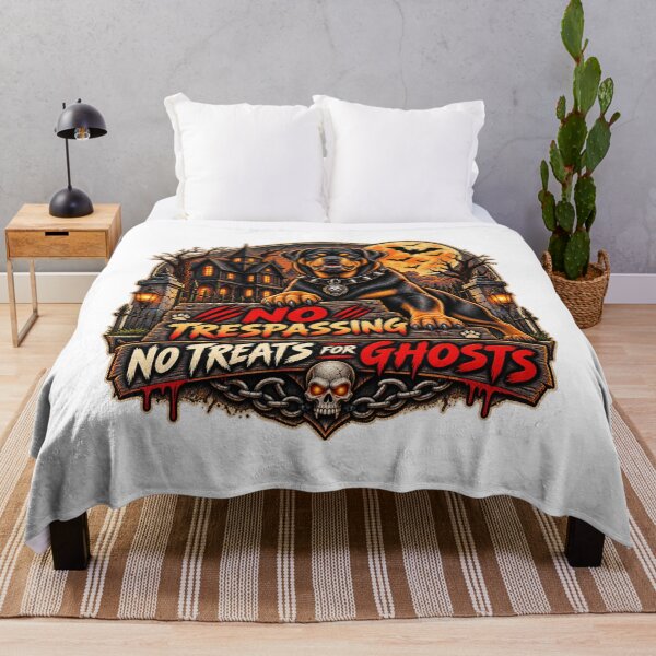 Item preview, No Trespassing No Treats For Ghosts Rottweiler Halloween Guard Dog Shirt designed and sold by KnrNazimTHRE4DS.