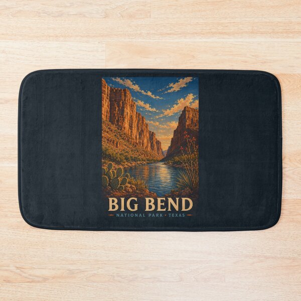 Item preview, Big Bend National Park Texas Modern Woodblock Travel Art designed and sold by KrisSidDesigns.