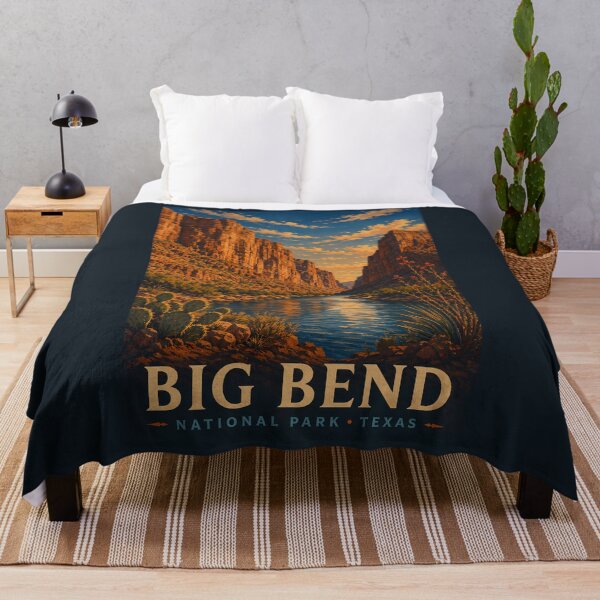 Item preview, Big Bend National Park Texas Modern Woodblock Travel Art designed and sold by KrisSidDesigns.
