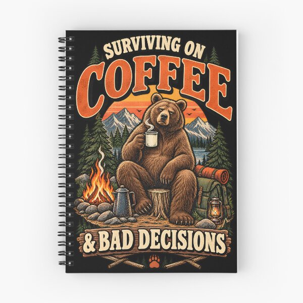 Item preview, Surviving on Coffee & Bad Decisions – Funny Bear Camping Humor designed and sold by Ajdaprint.