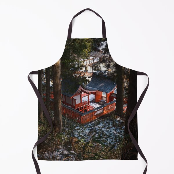 Item preview, Traditional Japanese red temple in snowy forest designed and sold by thatSEAguy.