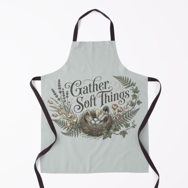 Item preview, Gather Soft Things Nest Feathers Dried Flowers Cozy Cottagecore Print designed and sold by FogandFinch.