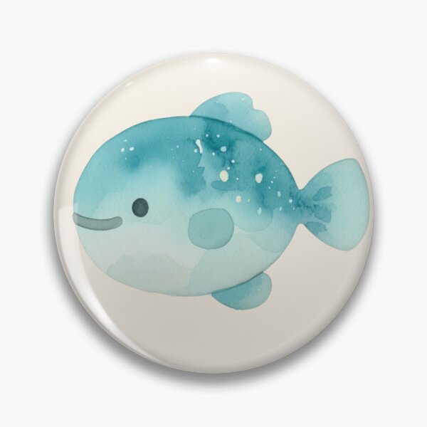 Item preview, Kawaii Deep Teal Fish Watercolor  designed and sold by DariaCraft.