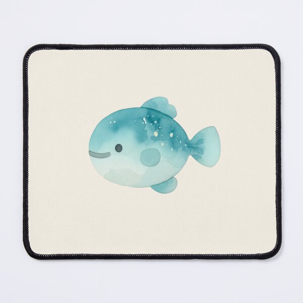 Item preview, Kawaii Deep Teal Fish Watercolor designed and sold by DariaCraft.