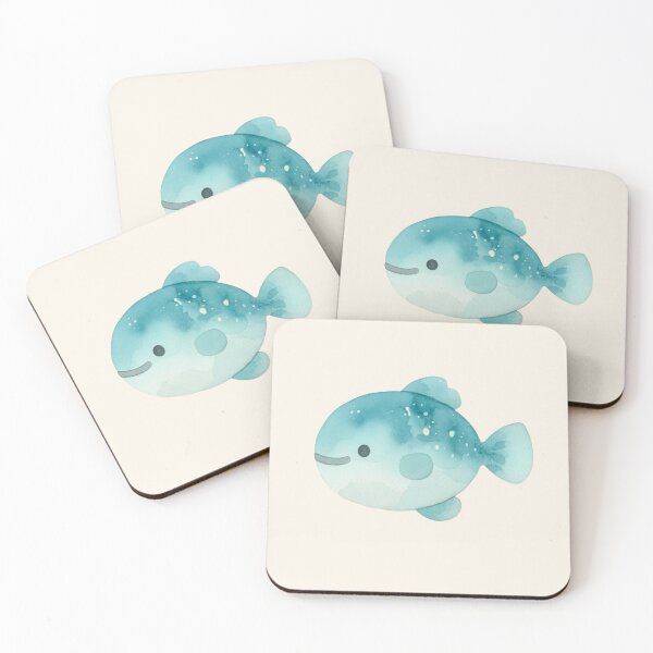 Item preview, Kawaii Deep Teal Fish Watercolor  designed and sold by DariaCraft.