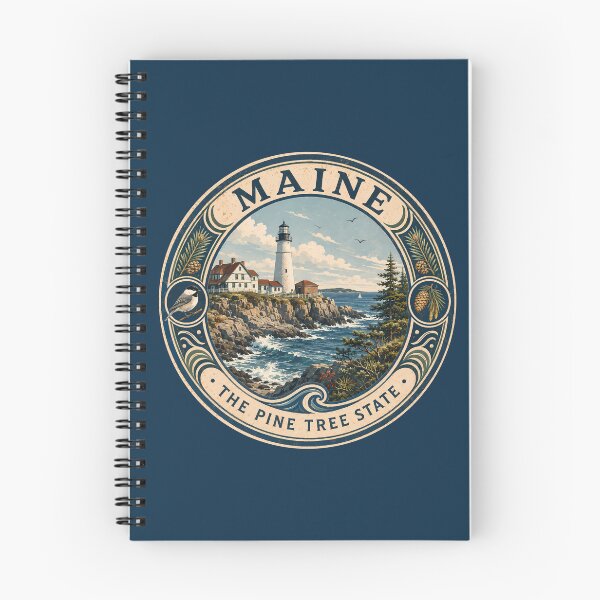 Item preview, Maine Landscape Illustration Travel Art Badge designed and sold by KrisSidDesigns.