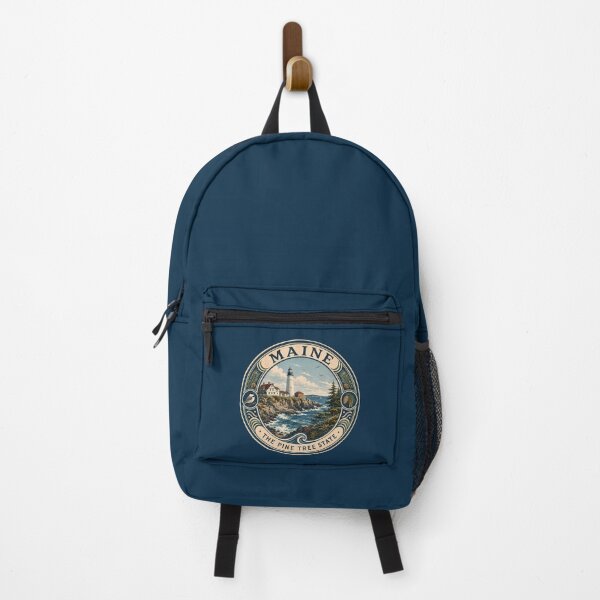 Item preview, Maine Landscape Illustration Travel Art Badge designed and sold by KrisSidDesigns.