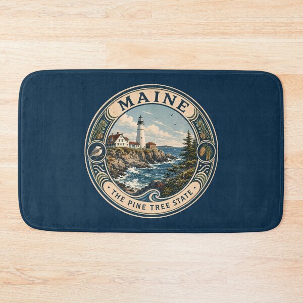 Item preview, Maine Landscape Illustration Travel Art Badge designed and sold by KrisSidDesigns.
