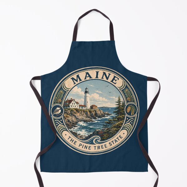 Item preview, Maine Landscape Illustration Travel Art Badge designed and sold by KrisSidDesigns.