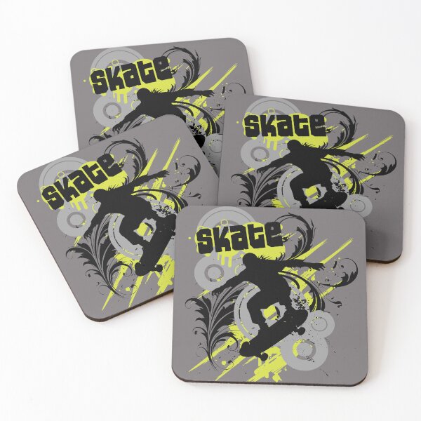 Item preview, Frutiger Metro Black and lime graffiti - silhouette of skater - tribal skate art y2k vibes from 2000s era designed and sold by Pics'Elle Creations.