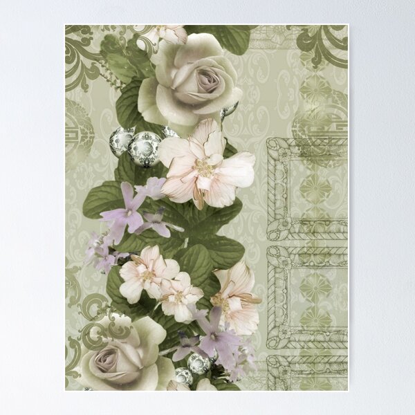 Item preview, Wallflowers-Volume 01-No. 06-Pink-and-white-Rose-Garland-with-illustrated-frames-background designed and sold by Legacy Star Designs.
