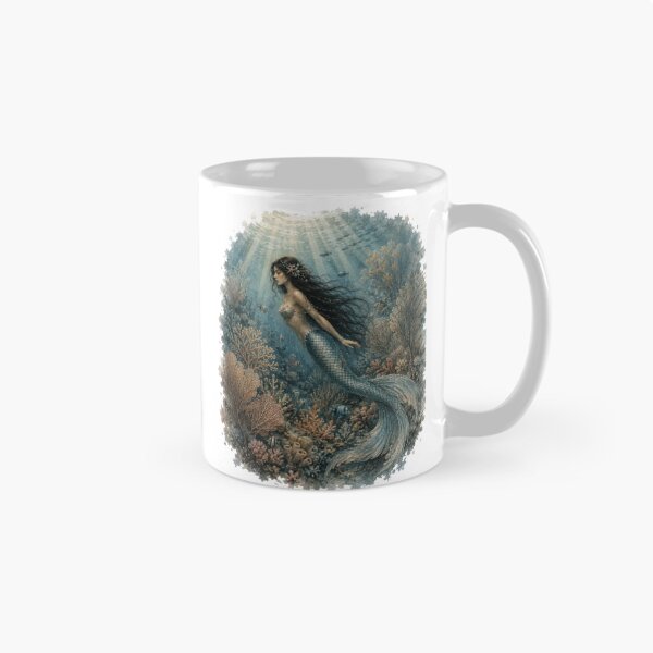 Item preview, Vintage Coral Mermaid Watercolor | Underwater Ocean Fantasy Art designed and sold by Line-mood.