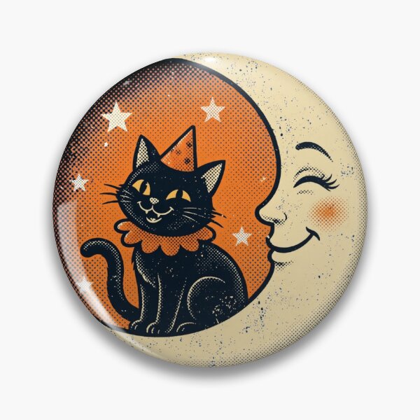 Item preview, Vintage Winking Moon Black Cat - Retro Halloween Aesthetic designed and sold by puurfectcat.