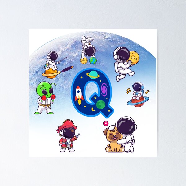 Item preview, Letter Q Cute Astronauts Space Pattern designed and sold by BoldcreationsM.