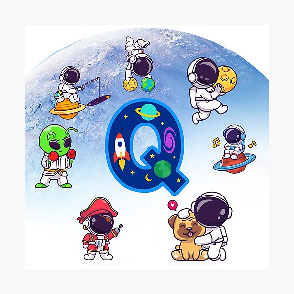 Item preview, Letter Q Cute Astronauts Space Pattern designed and sold by BoldcreationsM.