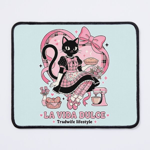 Item preview, Pink Retro Black Cat Baker: La Vida Dulce Tradwife Lifestyle designed and sold by CuteKats.