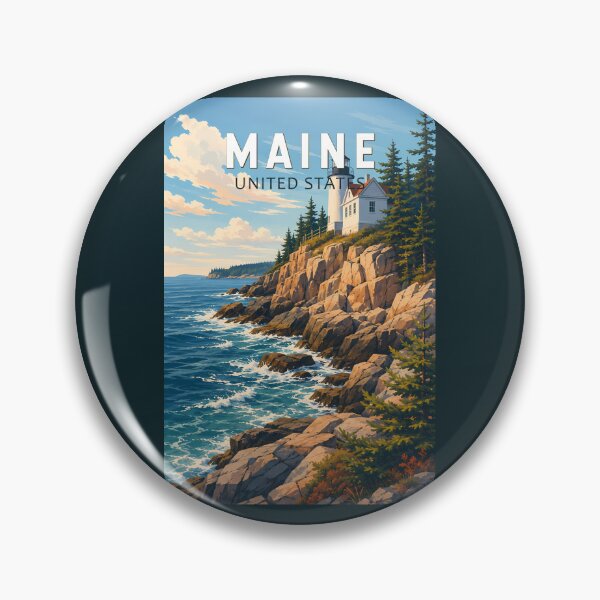 Item preview, Maine Illustration Travel Art Vintage designed and sold by KrisSidDesigns.