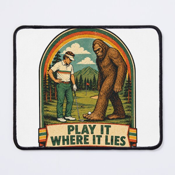 Item preview, Bigfoot Golf Play It Where It Lies Vintage Funny Graphic Tee designed and sold by TM DESIGNS AND MORE.