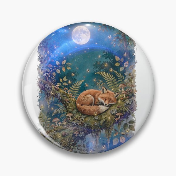Item preview, Moonlit Dreams - Sleeping Fox in Enchanted Forest Watercolor designed and sold by Neurospicy Trolls.