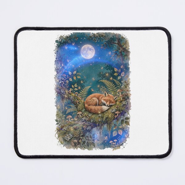 Item preview, Moonlit Dreams - Sleeping Fox in Enchanted Forest Watercolor designed and sold by Neurospicy Trolls.