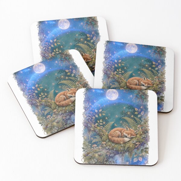 Item preview, Moonlit Dreams - Sleeping Fox in Enchanted Forest Watercolor designed and sold by Neurospicy Trolls.