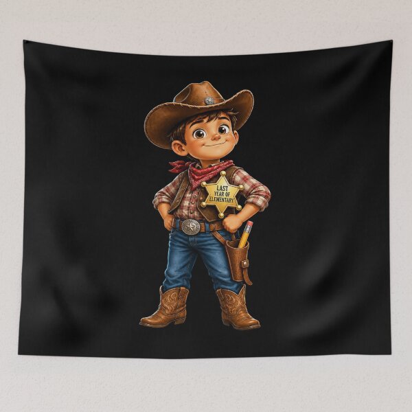 Item preview, First Day of My Last Year in Elementary,New Sheriff In Town Last Year Of Elementary Cowboy Pencil Boy designed and sold by Crystal-Tree.