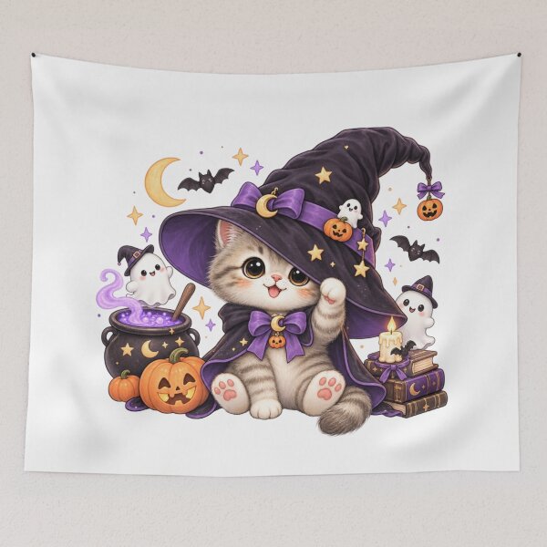 Item preview, Cute Halloween Witch Cat designed and sold by Moochie Studios.
