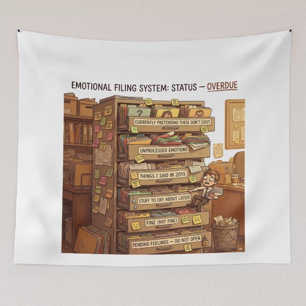 Item preview, Emotional Filing Cabinet Overdue Funny Mental Health Humor designed and sold by LunaMarkos.