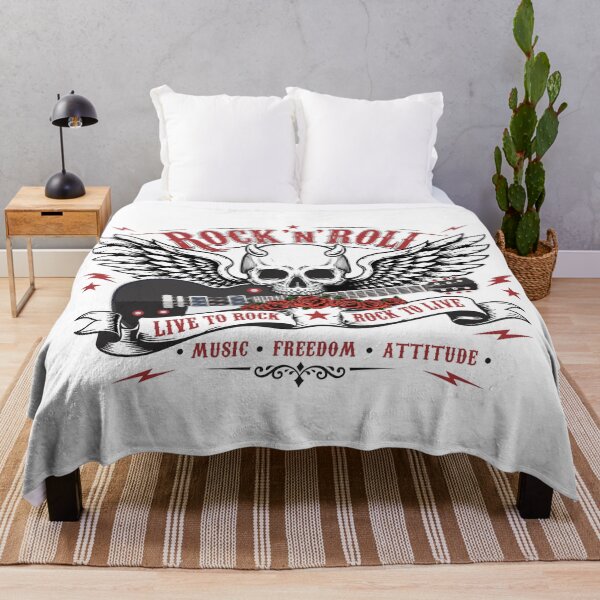 Item preview, Rock and Roll banner metal Skull with Wings, flowers Crossed Guitars designed and sold by JrNergal.