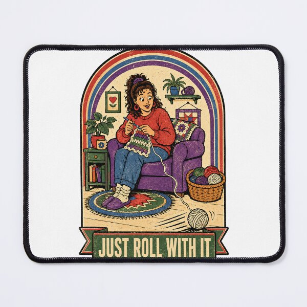 Item preview, Crochet Just Roll With It Vintage Yarn Lover Retro Graphic Tee designed and sold by TM DESIGNS AND MORE.