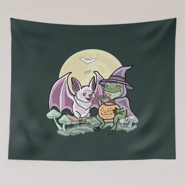 Item preview, Frog and Bat Halloween Mushroom Cottagecore Witch designed and sold by LeshanArt.