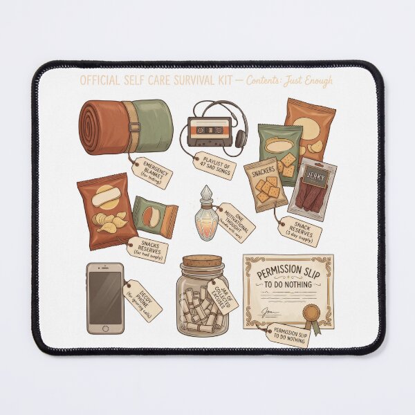 Item preview, Self Care Survival Kit Illustrated Funny Mental Health designed and sold by LunaMarkos.