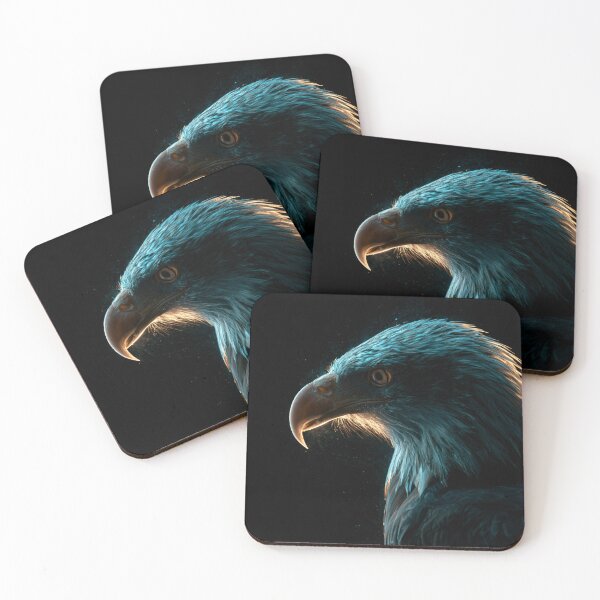 Item preview, Bird Art Eagle Portrait in Teal and Gold Light designed and sold by FrostyFrisby.