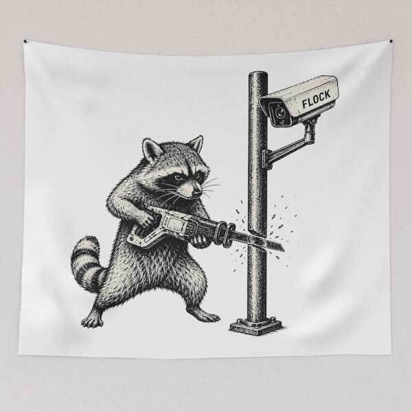 Item preview, Anti Flock Surveillance Camera Raccoon Rebel - Privacy Rights Meme designed and sold by Envision Designs.