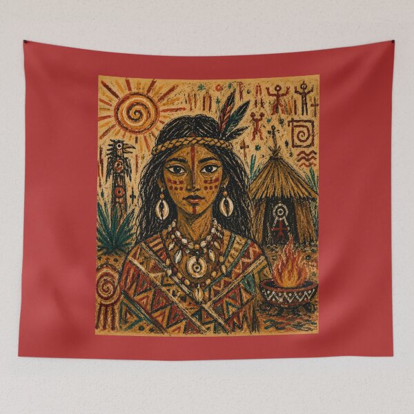 Item preview, Mayan Woman Indigenous Folk Art designed and sold by ZunZunArt.