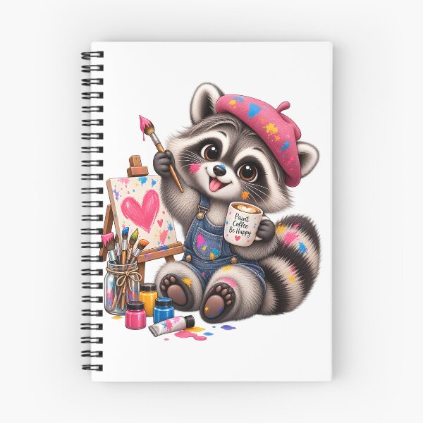 Item preview, Cute Artist Raccoon Painting with Coffee designed and sold by TinyWeird.