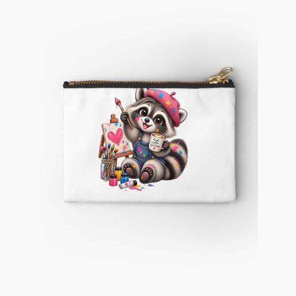 Item preview, Cute Artist Raccoon Painting with Coffee designed and sold by TinyWeird.