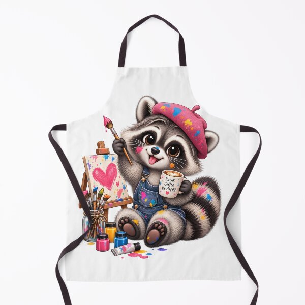 Item preview, Cute Artist Raccoon Painting with Coffee designed and sold by TinyWeird.
