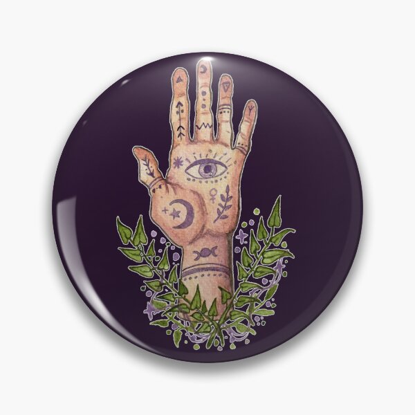 Item preview, Palmistry Hand Evil Eye Botanical Wiccan Watercolor designed and sold by esmavart.