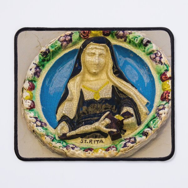 Item preview, Saint Rita Ceramic Medallion Religious Icon Relief Sculpture on Wall designed and sold by Nmallia.