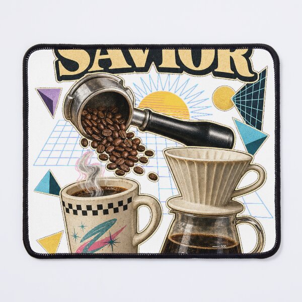 Item preview, Morning Savior Retro Synthwave Coffee Collage T-Shirt Design designed and sold by KIDEnia.